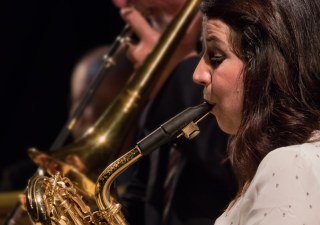 Claire McInerney performing with The Gordon Campbell All Star Octet at Fleet Jazz Club on 19th June. Photograph courtesy of Michael Carrington (from the Aldershot, Farnham & Fleet Camera Club).