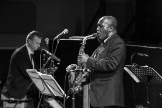 Tony Kofi performing at Fleet Jazz on 15th Jan 2019. Image courtesy of Robert Rowley (Aldershot, Farnham and Fleet Camera Club).